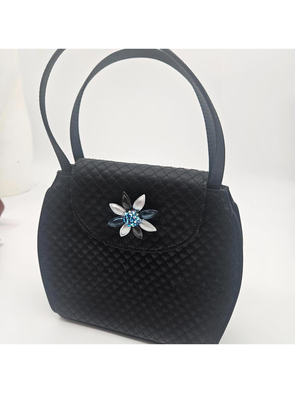 Vintage Liz Claiborne Quilted Satin Evening Bag Black